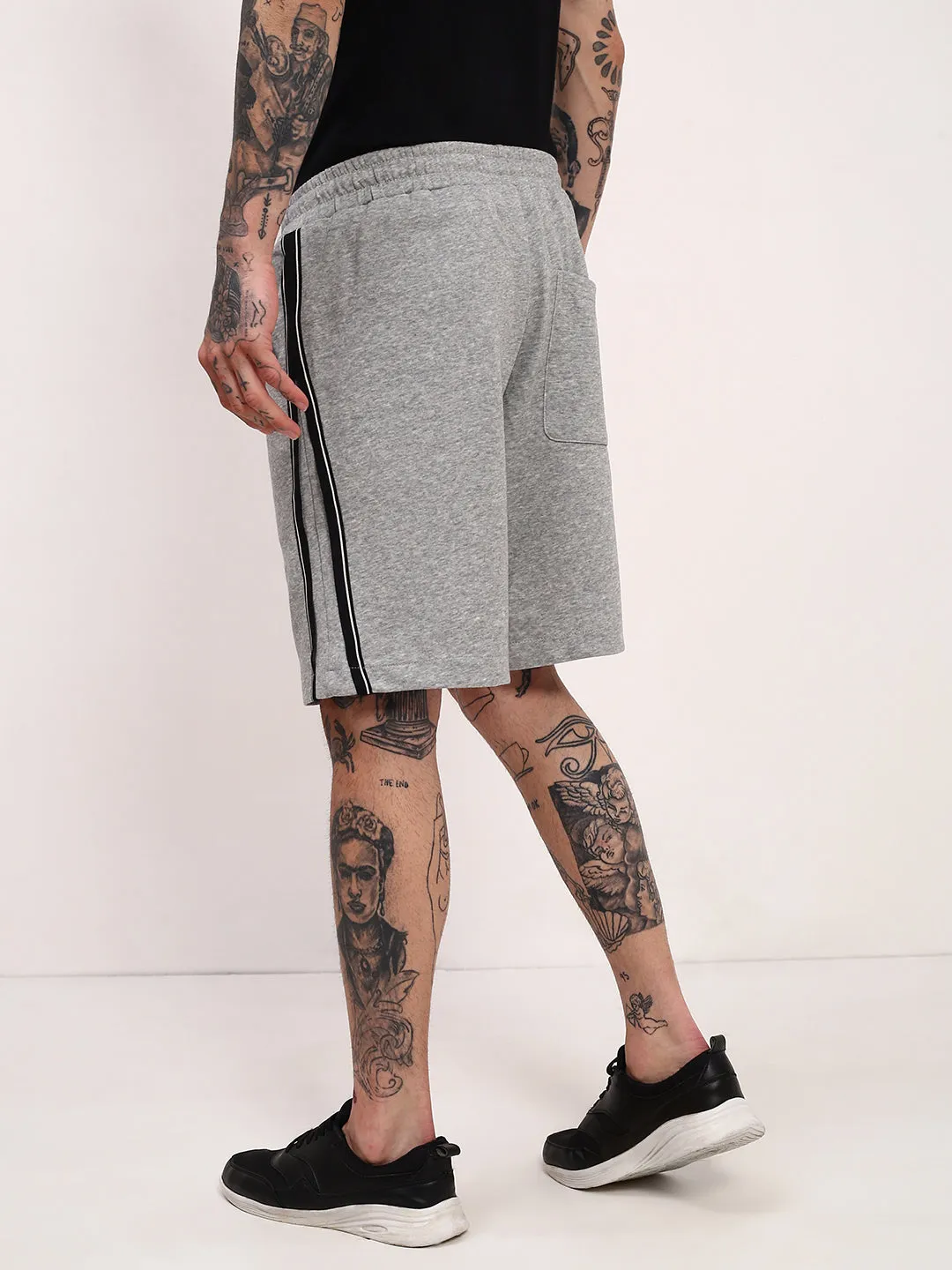 Men's Grey Solid Regular Fit Shorts Breathable Liner
