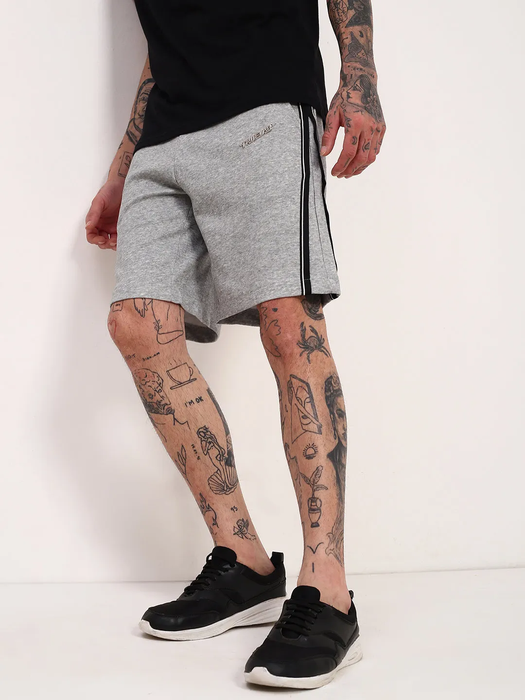 Men's Grey Solid Regular Fit Shorts Casual Comfort