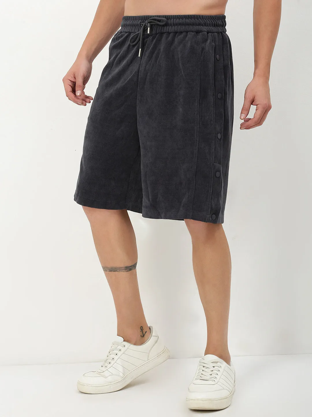 Basic Stretch Men's Grey Solid Shorts