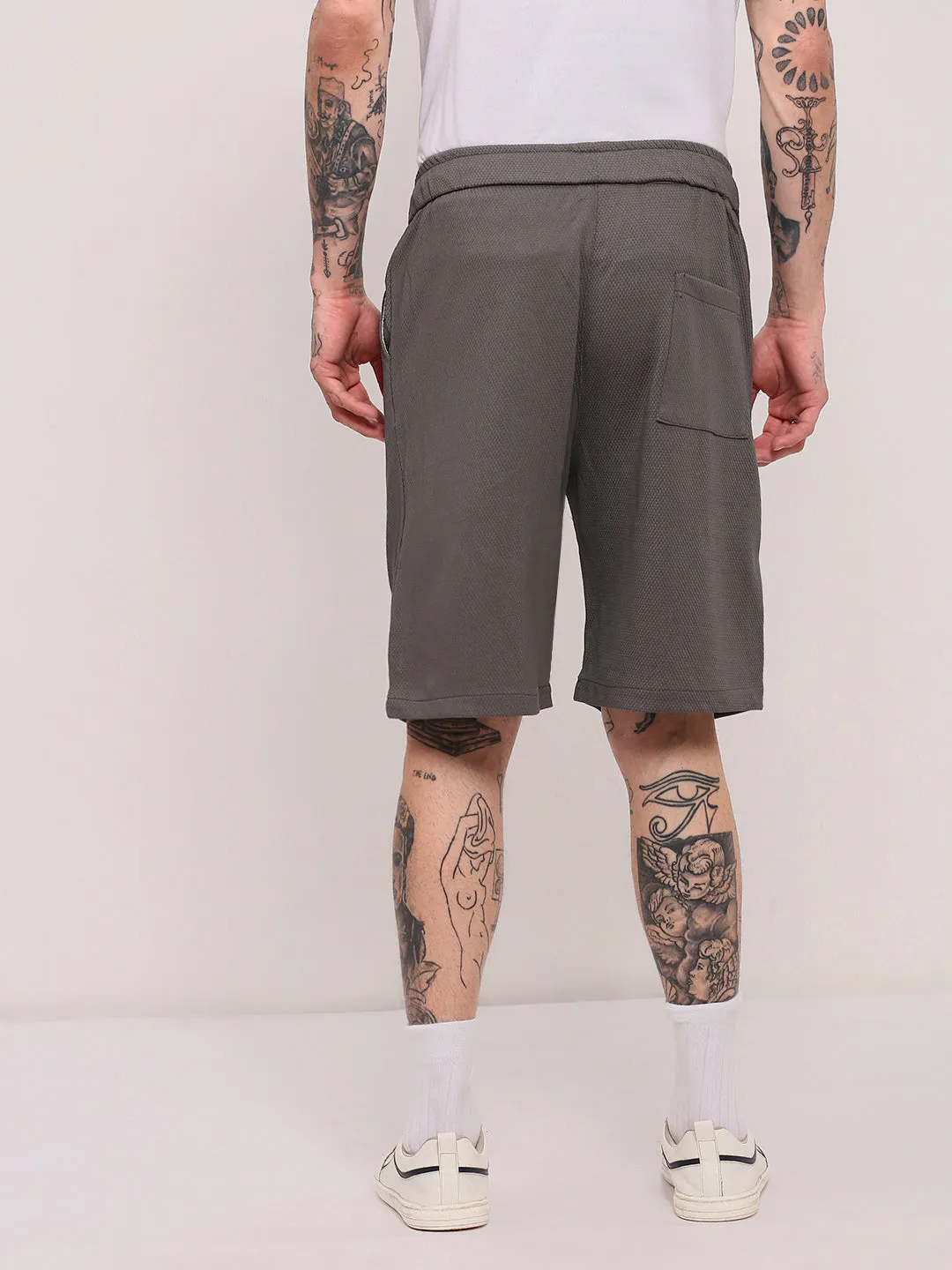 Slimming Effect colorful Men's Grey Solid Shorts