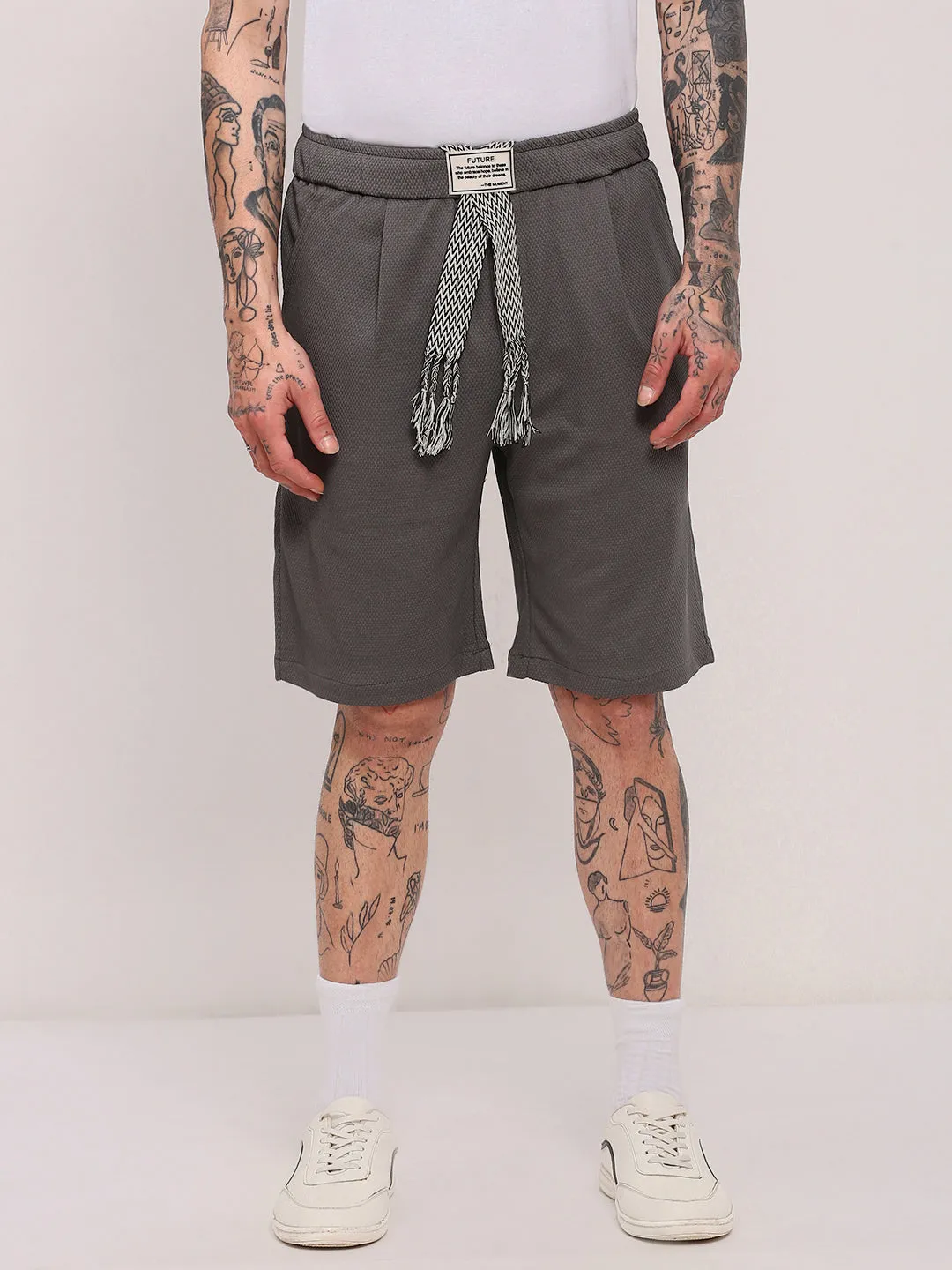 Crisp Look Clean Stretch Men's Grey Solid Shorts