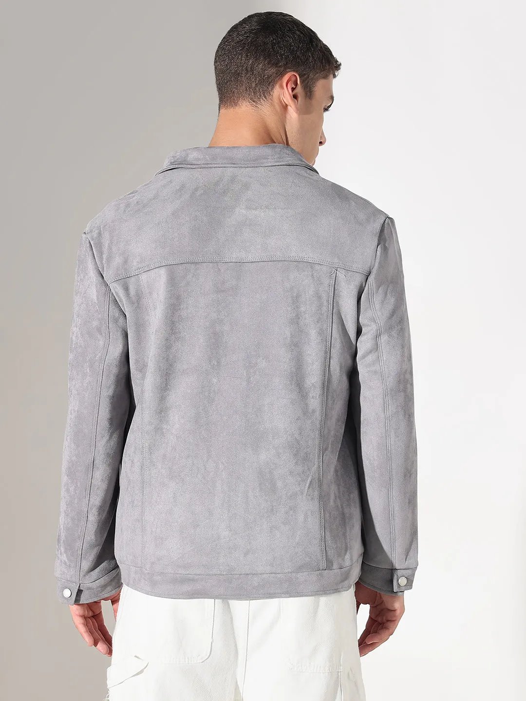Halloween Weekend Smart Men's Grey Suede Shacket