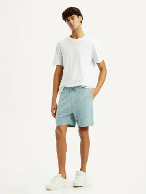 Anti Static Fabric Coastal Style Men's Light Blue Regular Fit Shorts