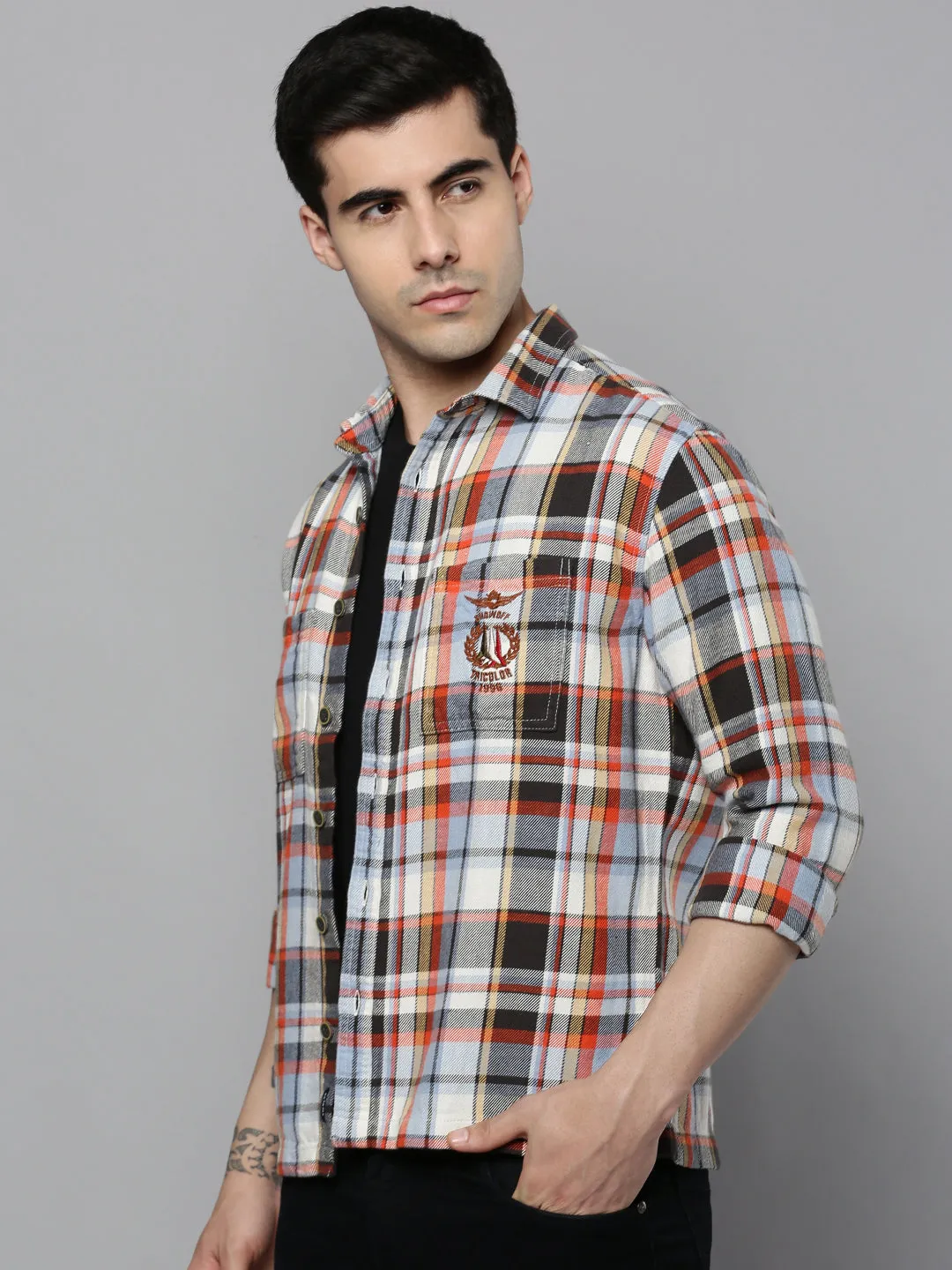Relaxing Day Casual Flex Design Men's Multi Checked Casual Shacket