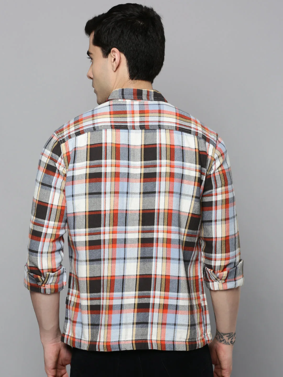 Men's Multi Checked Casual Shacket Seam Free Shoulders Gym workout