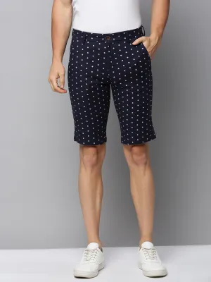 ribbed texture kids Men's Navy Blue Polka Dots Printed Cotton Shorts
