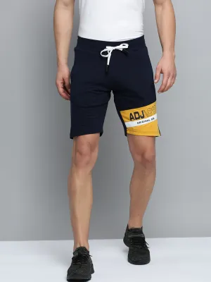 Men's Navy Blue Regular Fit Sports Shorts Odor Control Technology Moisture Wicking Material