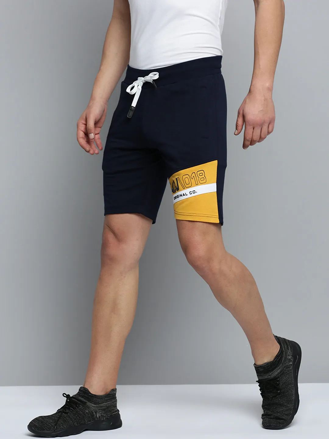 Men's Navy Blue Regular Fit Sports Shorts Anti Friction Seams Glide On Waist System