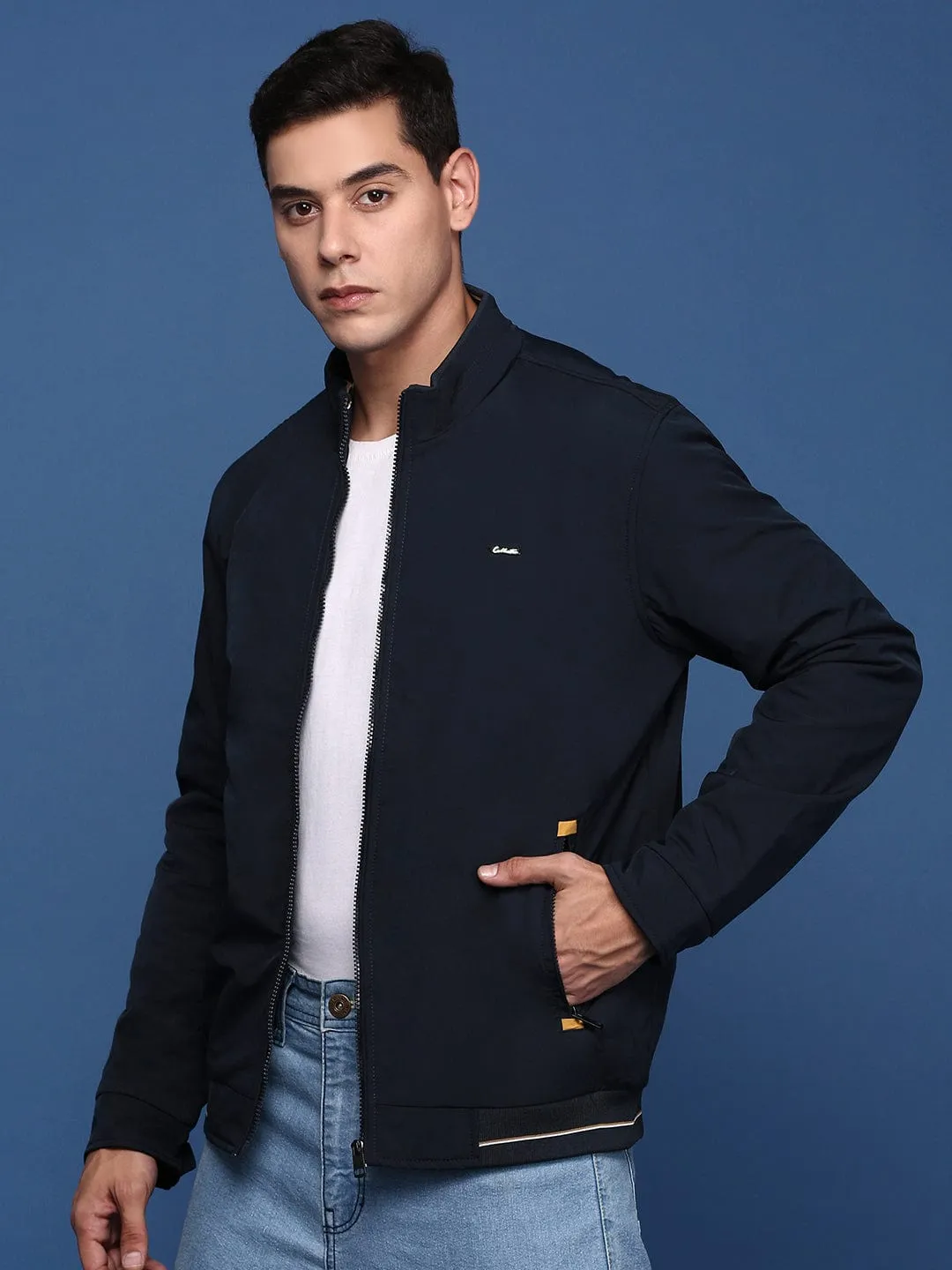 Men's Navy Blue Windcheater Bomber Jacket Snag Free Surface Oversized Fit