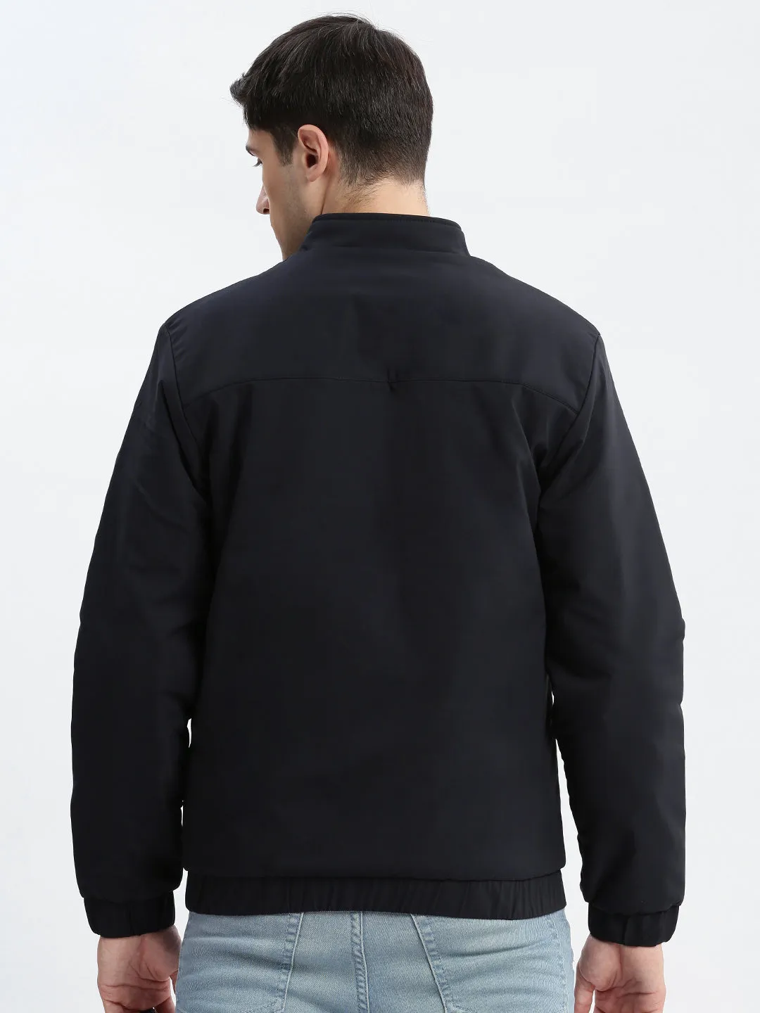 Men's Navy Blue Windcheater Rapid-Dry Bomber Jacket Travel Ready Look Noise Free Material