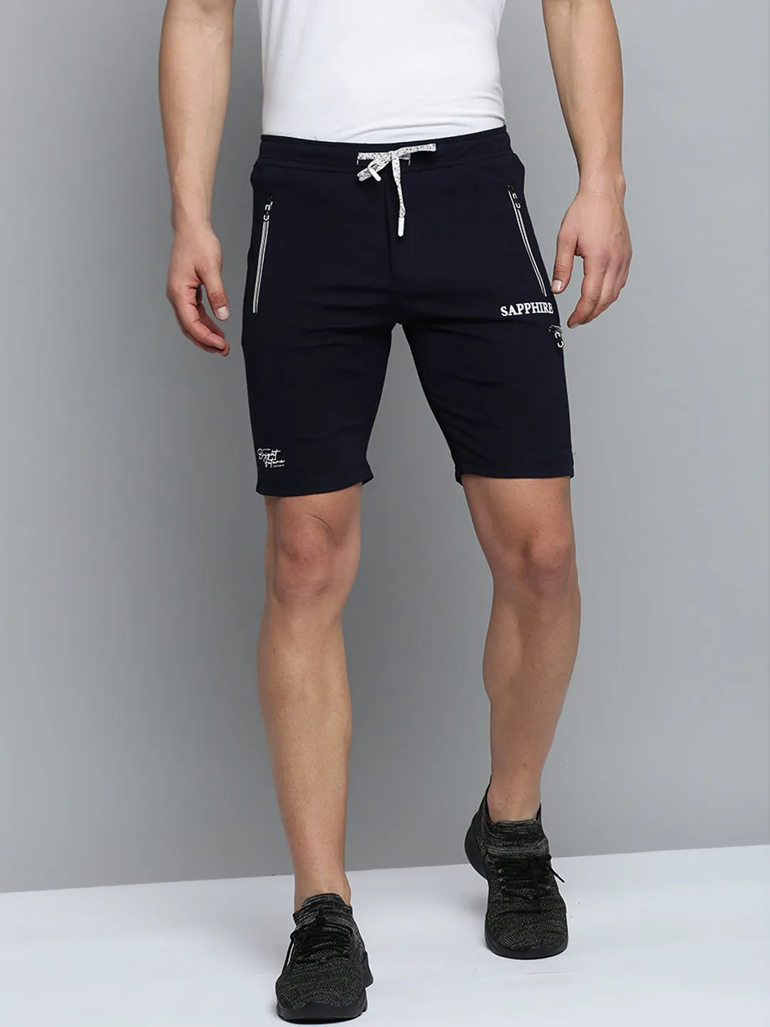 Men's Navy Solid Sports Shorts Stretch Layers