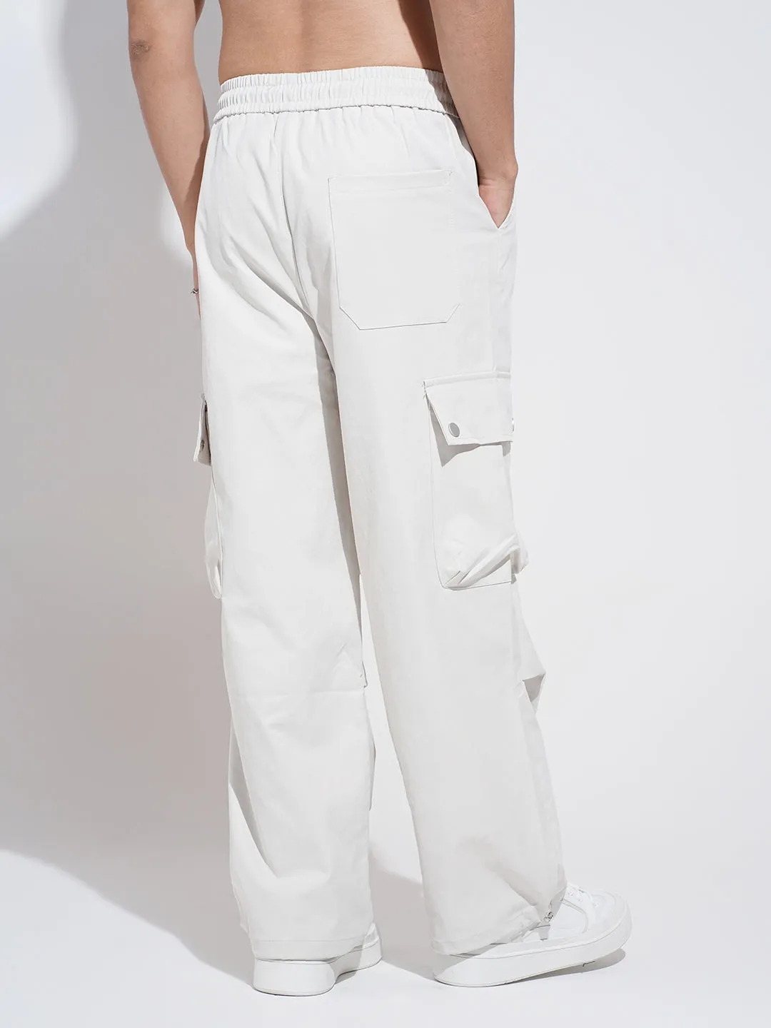 Casual Layer Fit Men's Off White Relaxed Fit Cargo Trousers