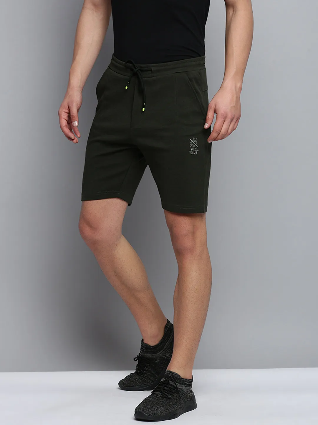 Flexible Comfort Lounge Ready Men's Olive Regular Fit Sports Shorts