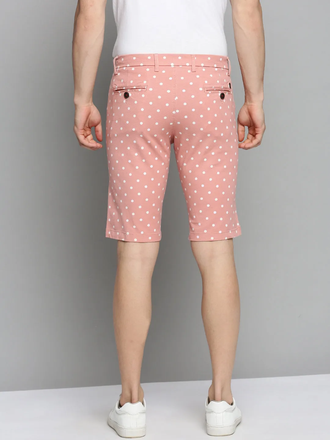 Men's Peach Printed Cotton Chino Shorts ethnic style