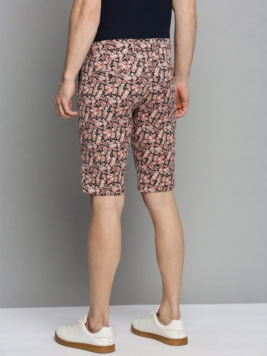 Breathable Performance Fit Easy Breezy Men's Peach Printed Mid-Rise Cotton Regular Shorts