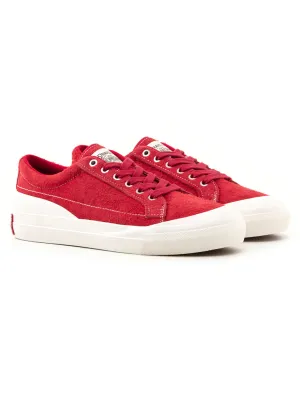 Men's Red & White Low Top Suede Casual Shoes Queen Touch Waterproof Outdoor Travel