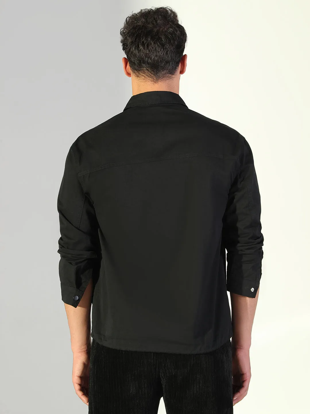 Standard Body Fit Luxury clothing Men's Solid Black Shacket