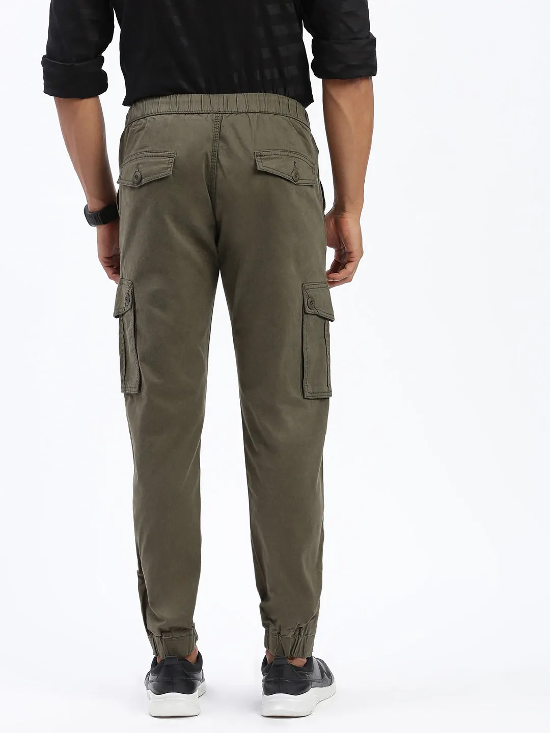 Men's Solid Green Joggers Athletic Fit