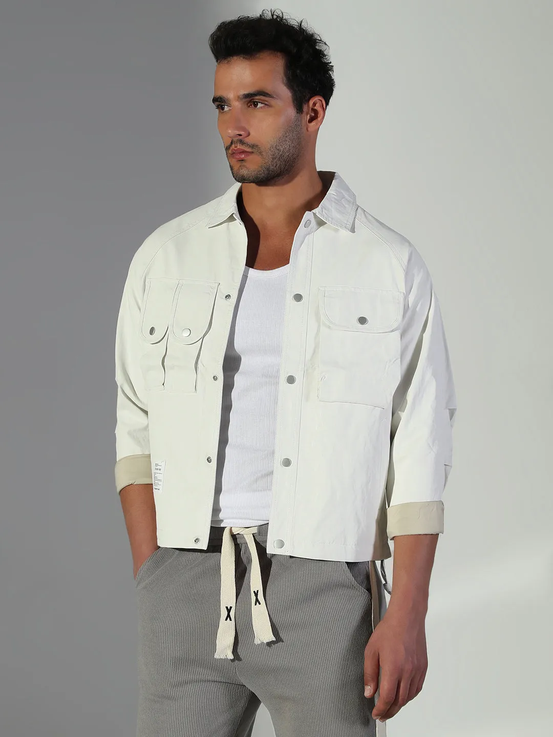 Sport Layer Fit Quick Comfort Fit Men's Solid Off White Shacket