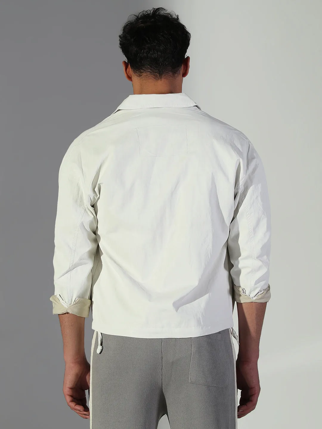 Weekend Smart Look Men's Solid Off White Shacket