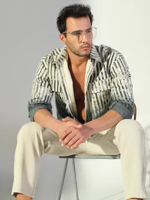 Men's Striped Ombre Grey Shacket Urban Fashion Look