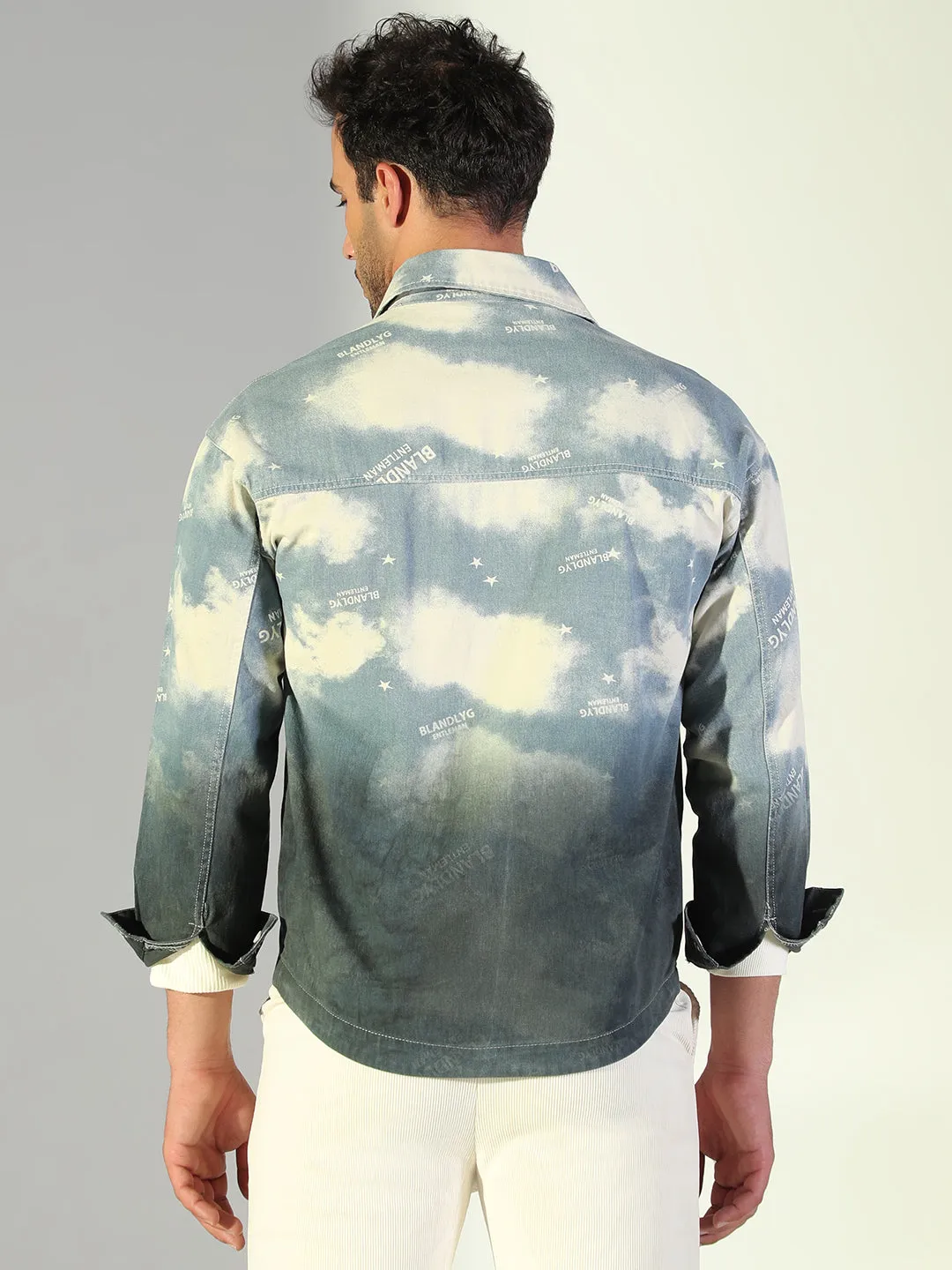 Classic and Comfy Men's Tie and Dye Blue Shacket