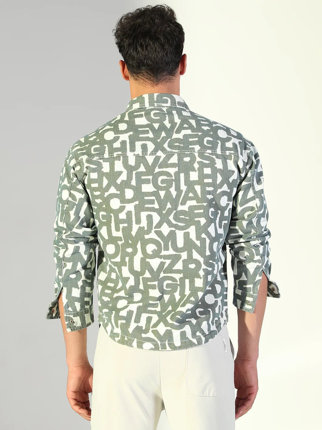 Men's Typography Grey Shacket Relaxed fit style Light Layer