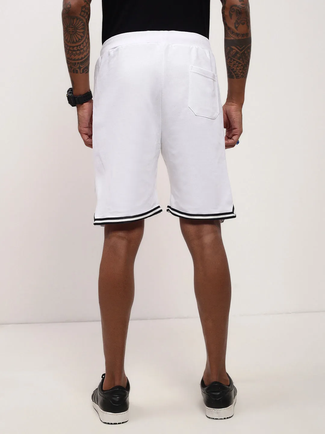 Men's White Cotton Shorts Breathable mesh lining