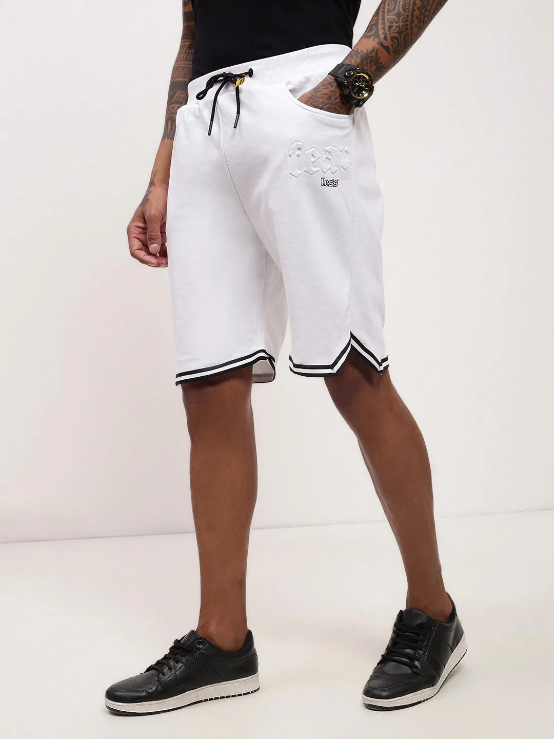 Men's White Cotton Shorts cool tones