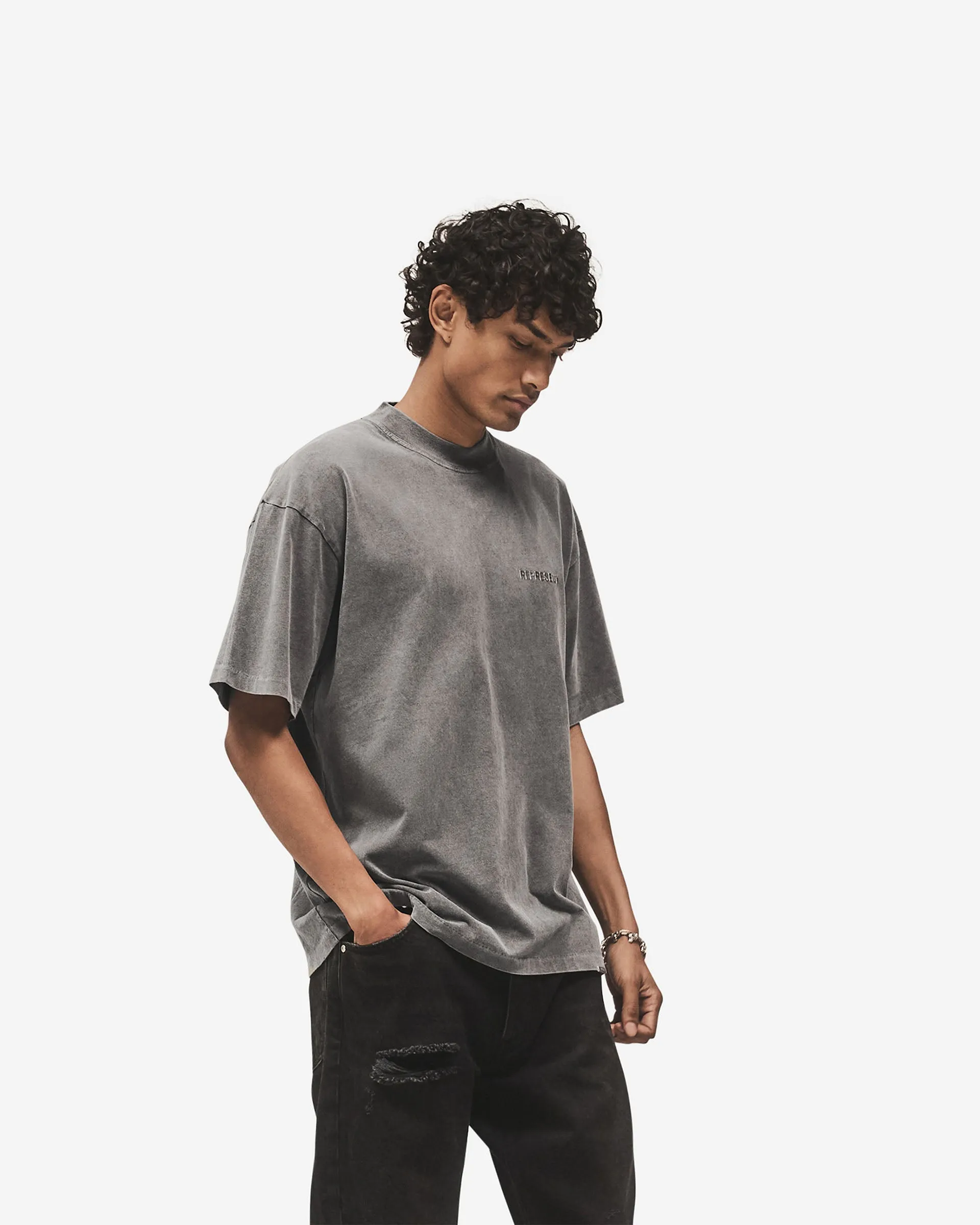 Metal Block Logo T-Shirt - Vintage Grey Perfectly Fit