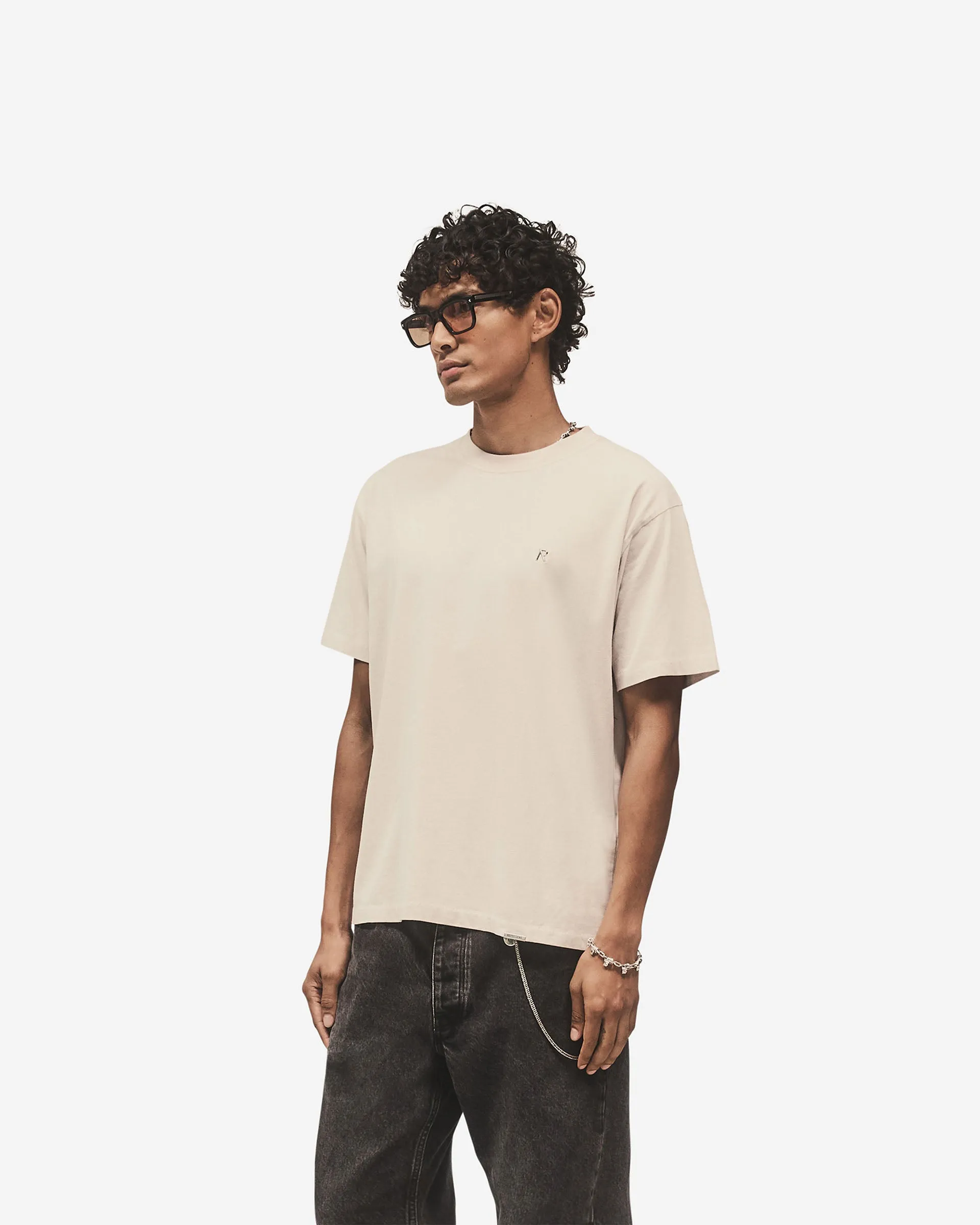 dry cleanable Metal Initial R T-Shirt - Concrete