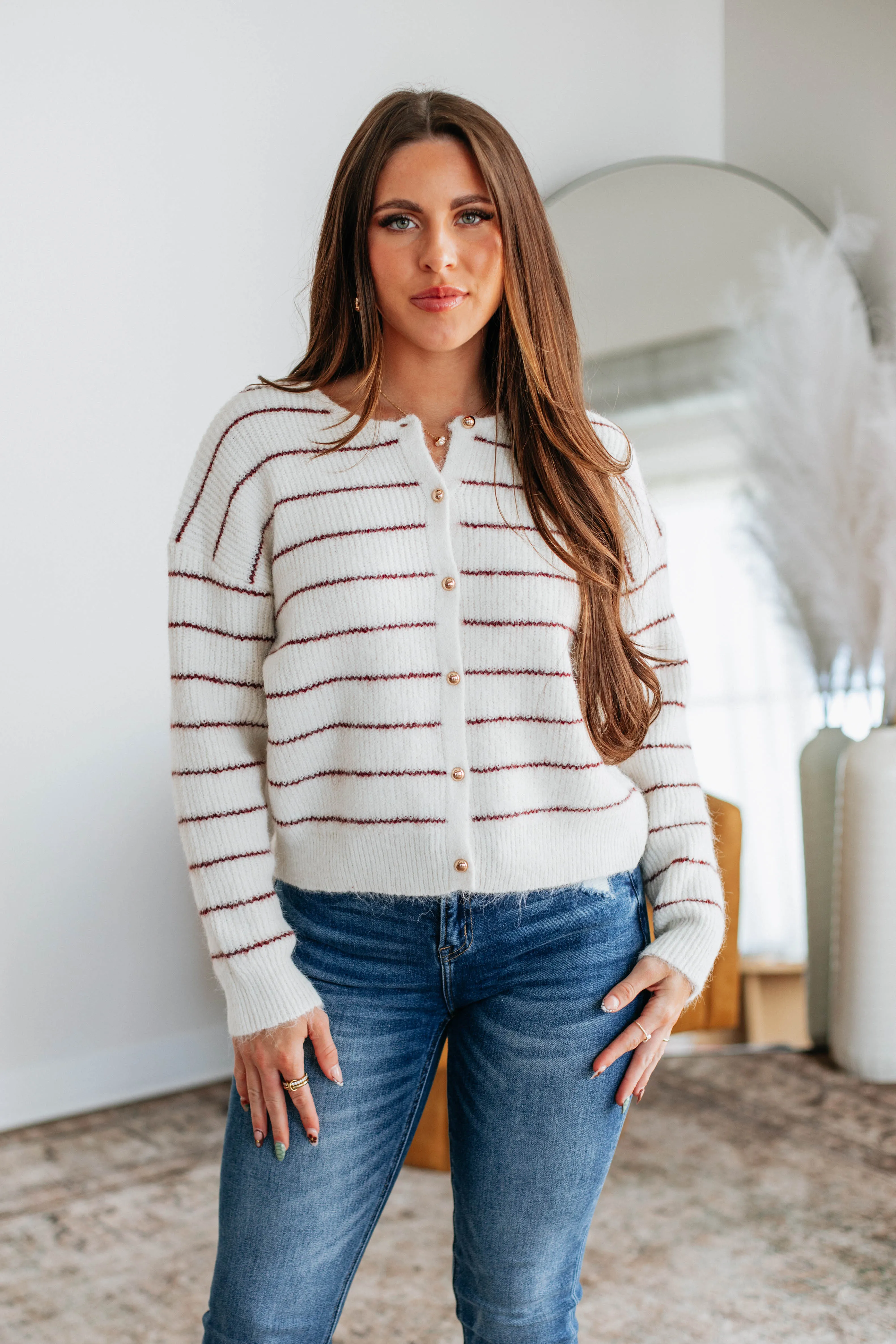 Taysha Striped Cardigan MoistureWicking Texture