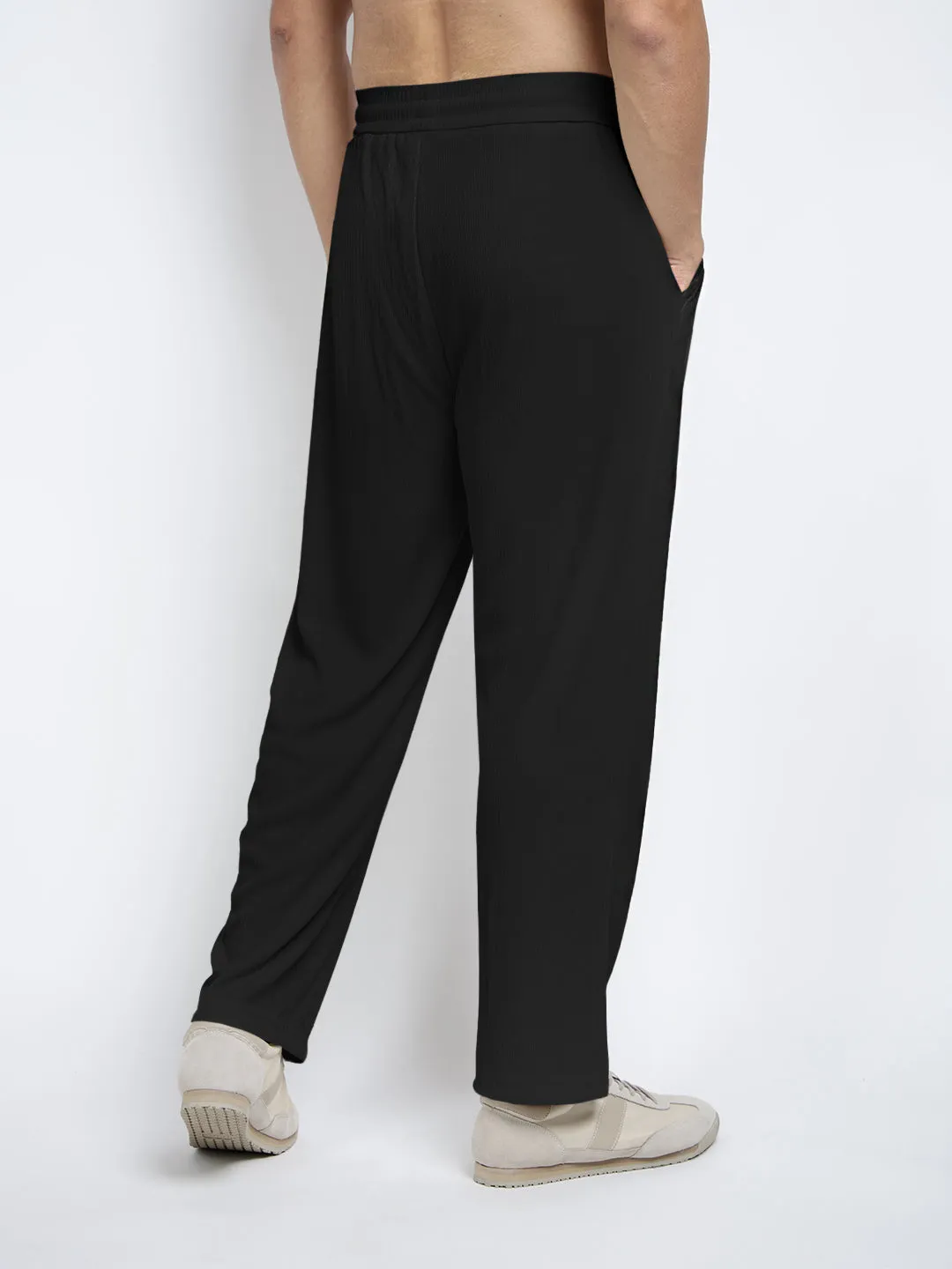 Men's Black Relaxed Fit Trousers Relaxed Look