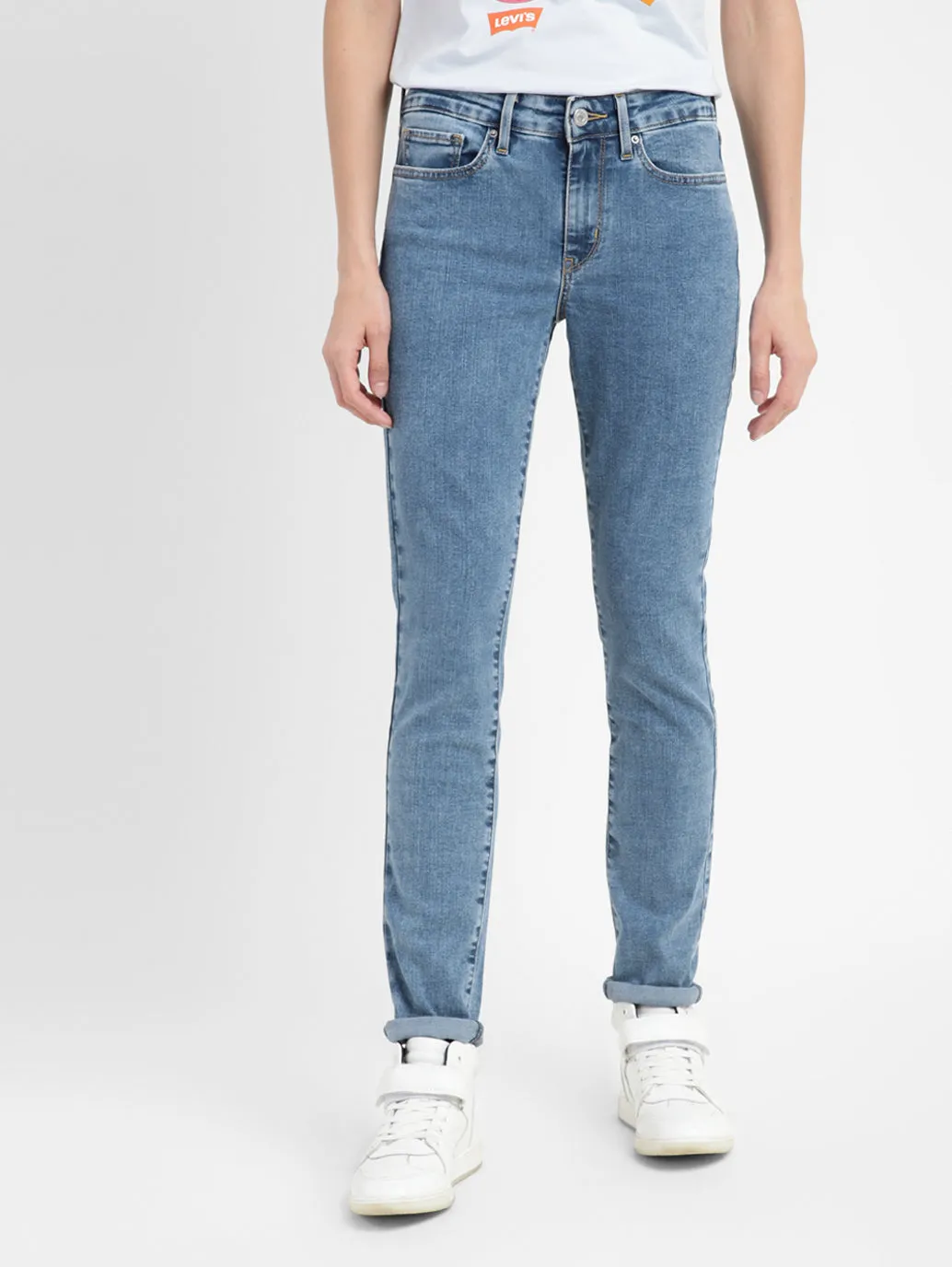 Colorfast Dyeing Method Women's 711 Blue Skinny Fit High Rise Jeans