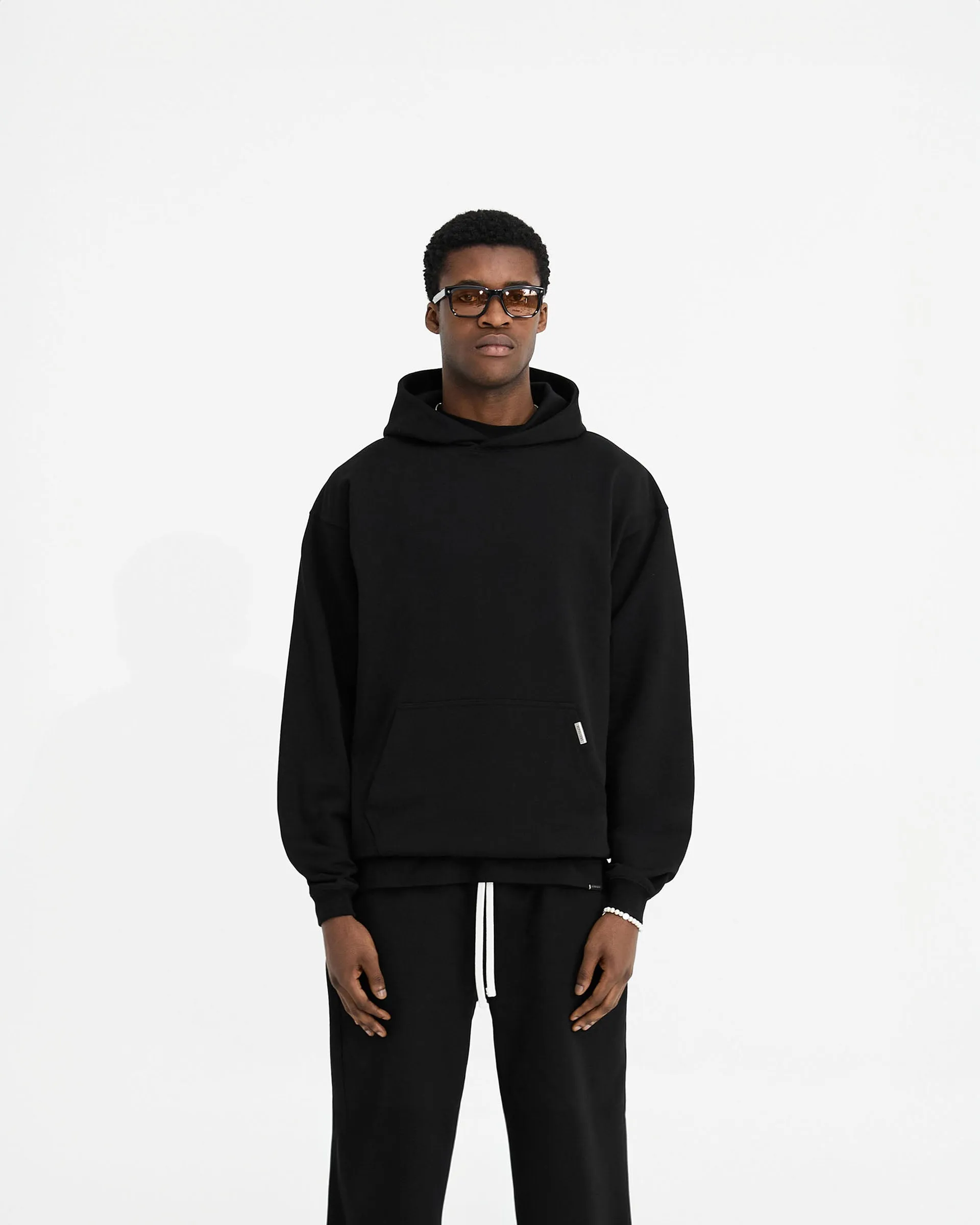 Initial Oversized Hoodie - Black Simple Look Sporty Fashion