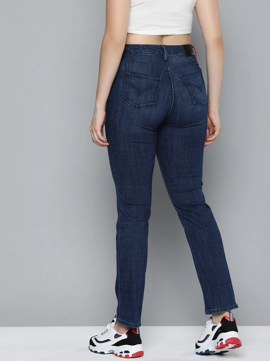 Family Style Casual Work Meeting Spring Mood Elegant City Walk Women's Redloop 724 Blue Straight Fit High Rise Jeans