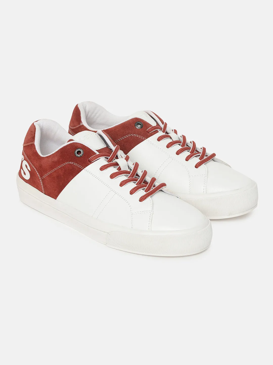 Rain Step Men's White And Red Colorblock Shoes