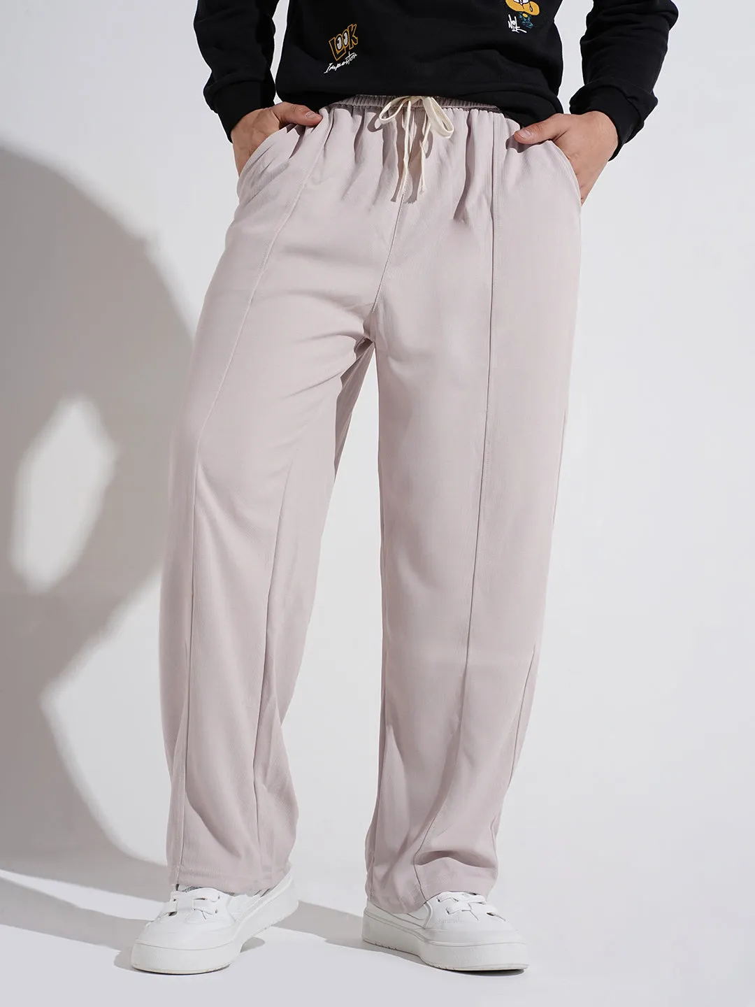 Minimal Cut Men's Beige Straight Fit Trousers