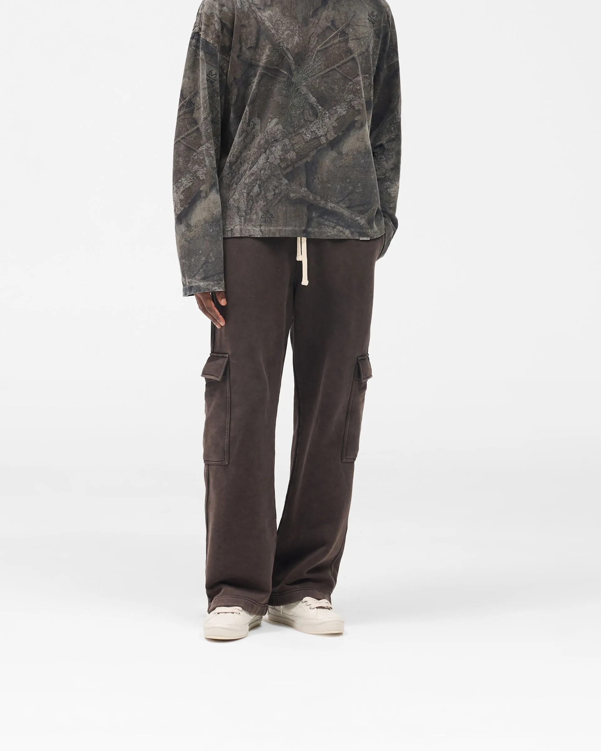 elastic waistband Initial Cargo Sweatpants - Coffee