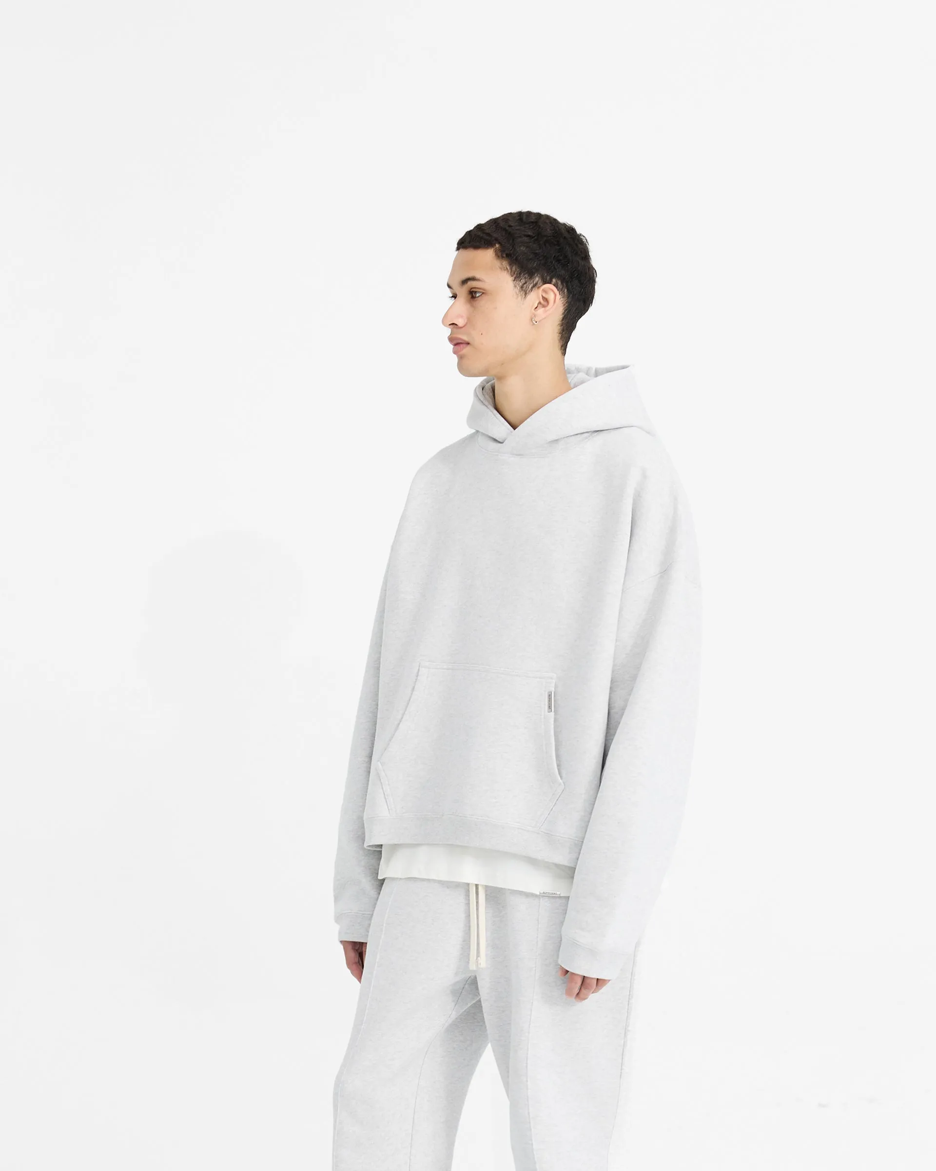 Initial Boxy Hoodie - Ice Grey Marl Comfy Mood