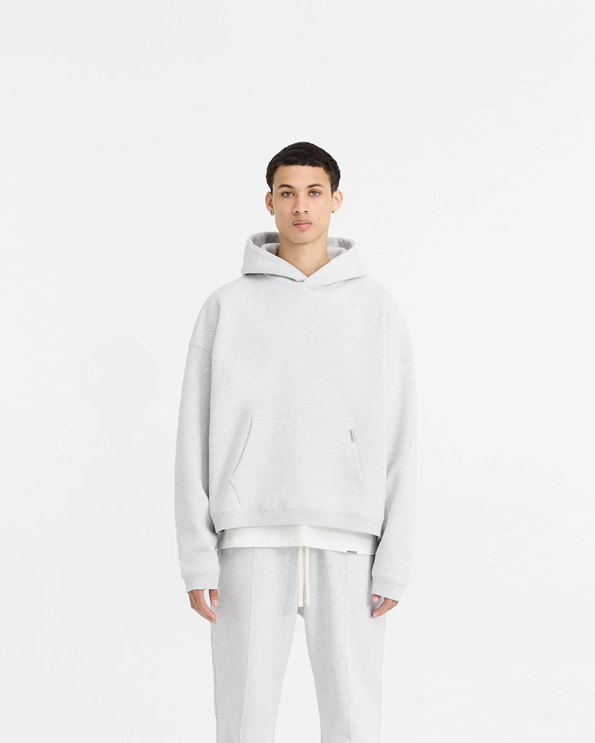 Initial Boxy Hoodie - Ice Grey Marl Cozy Apparel