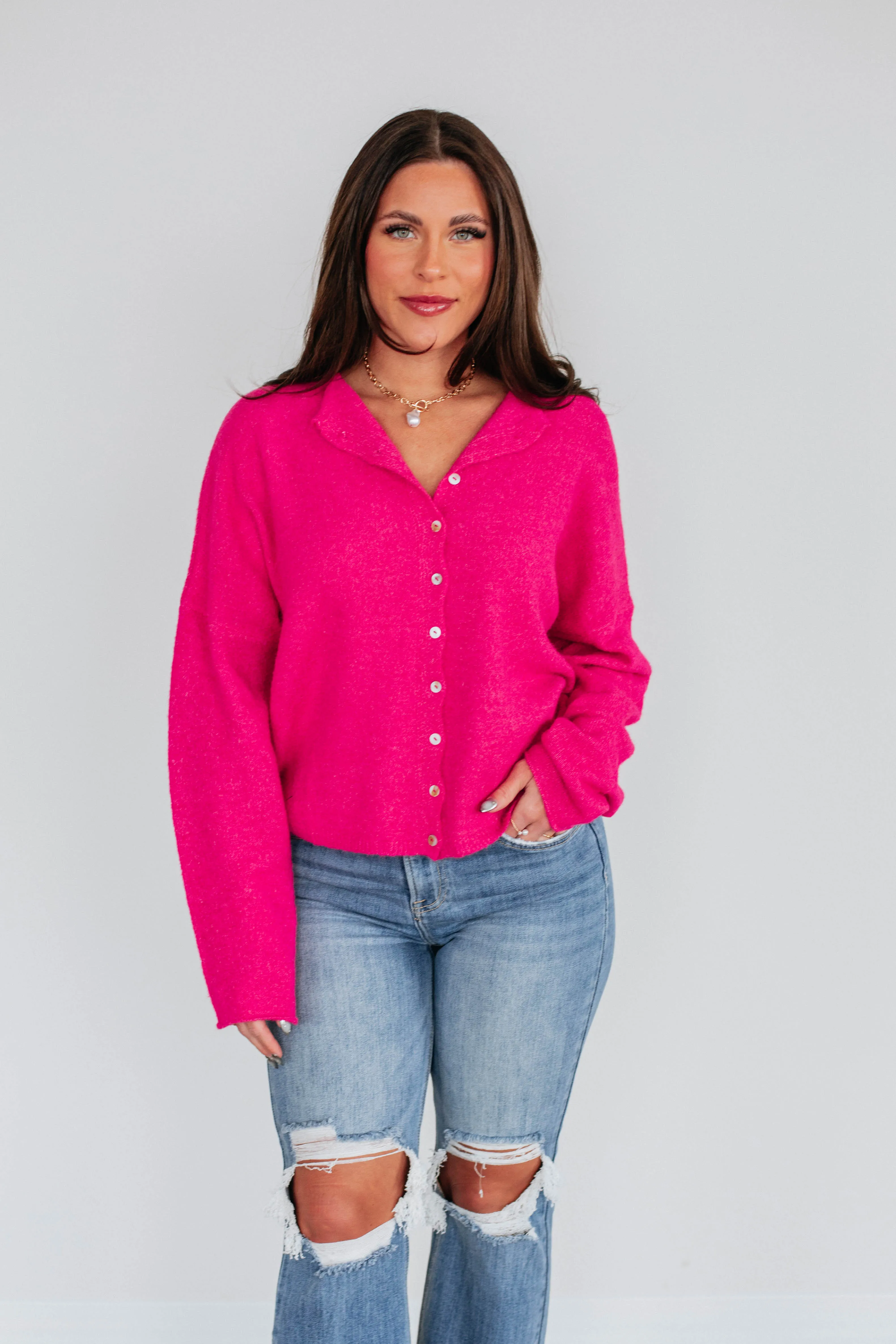 Brooke Cardigan - Fuchsia Mild Weather