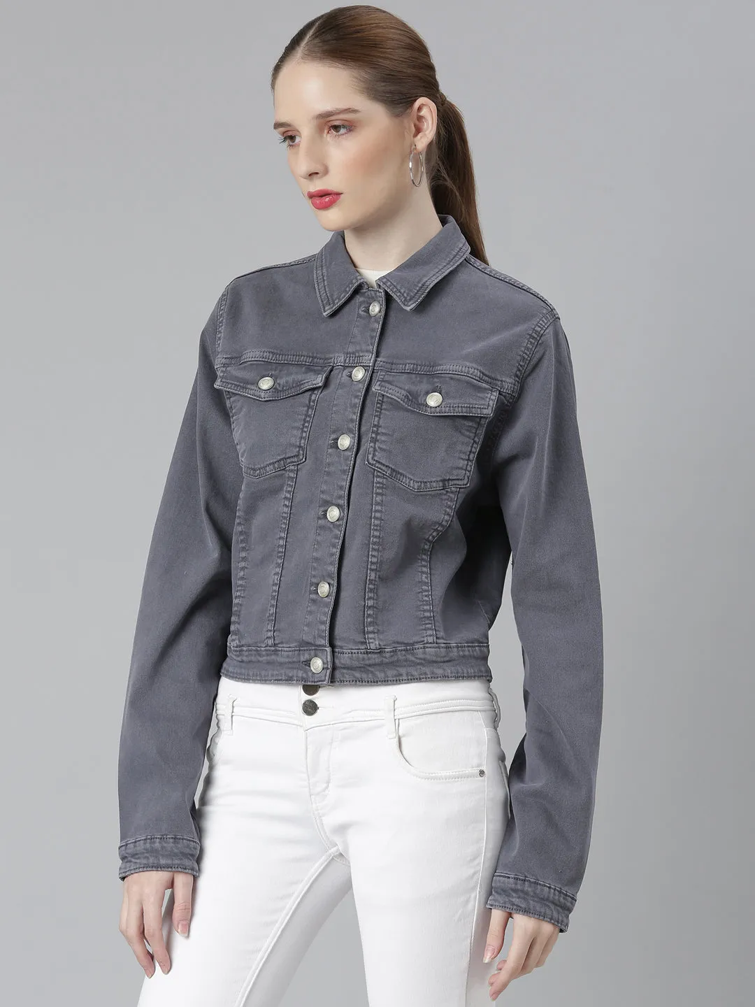MultiLayerSystem Women's Grey Denim Jacket