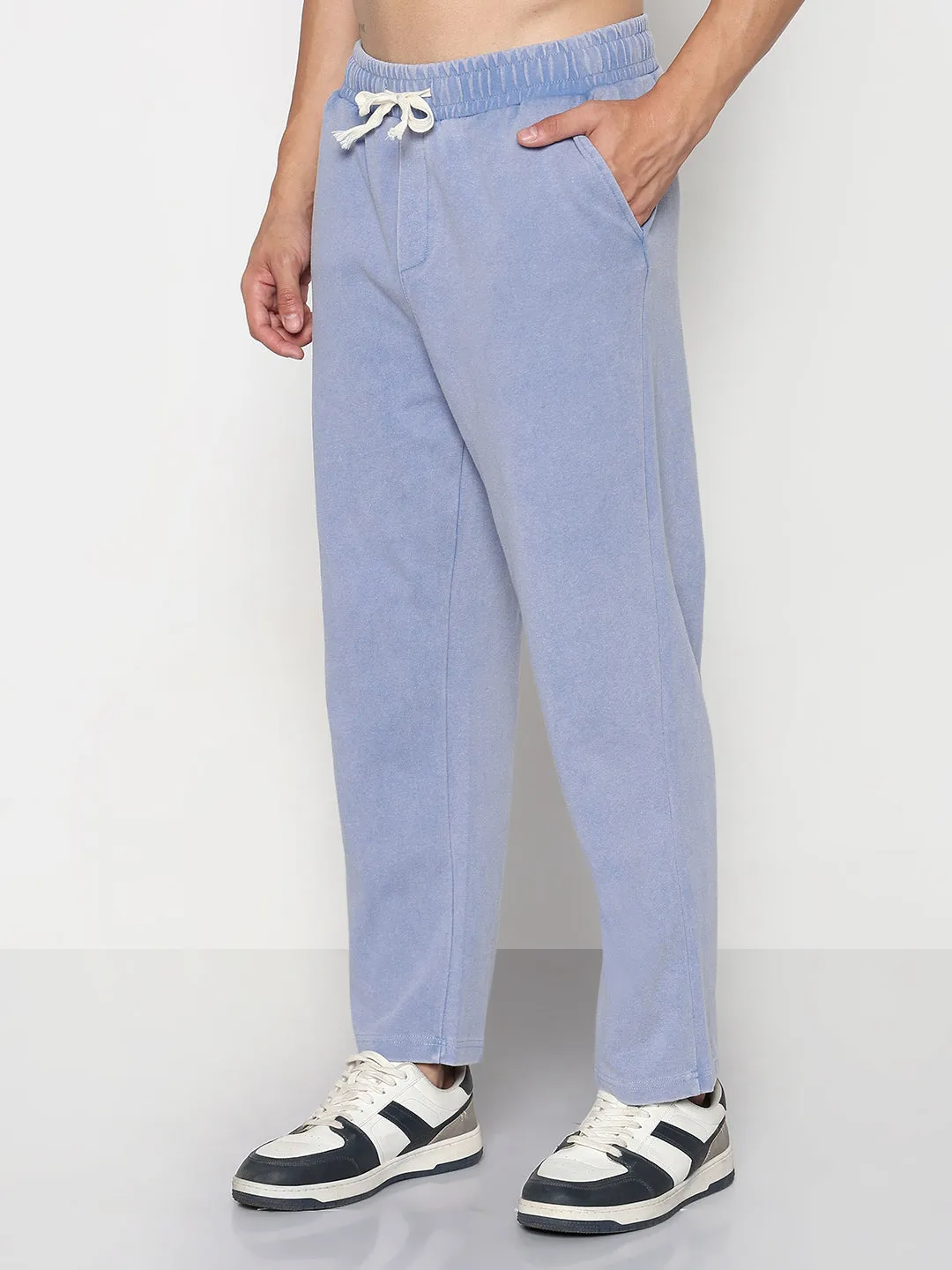 Men's Blue Relaxed Fit Trouser Smooth Texture