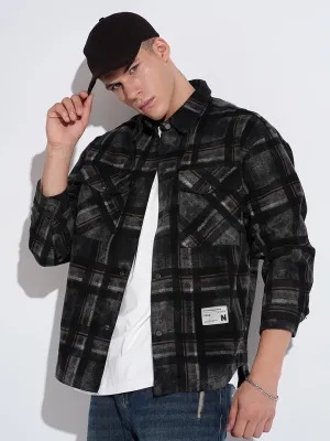 Urban Style Active Style Men's Checked Black Shacket
