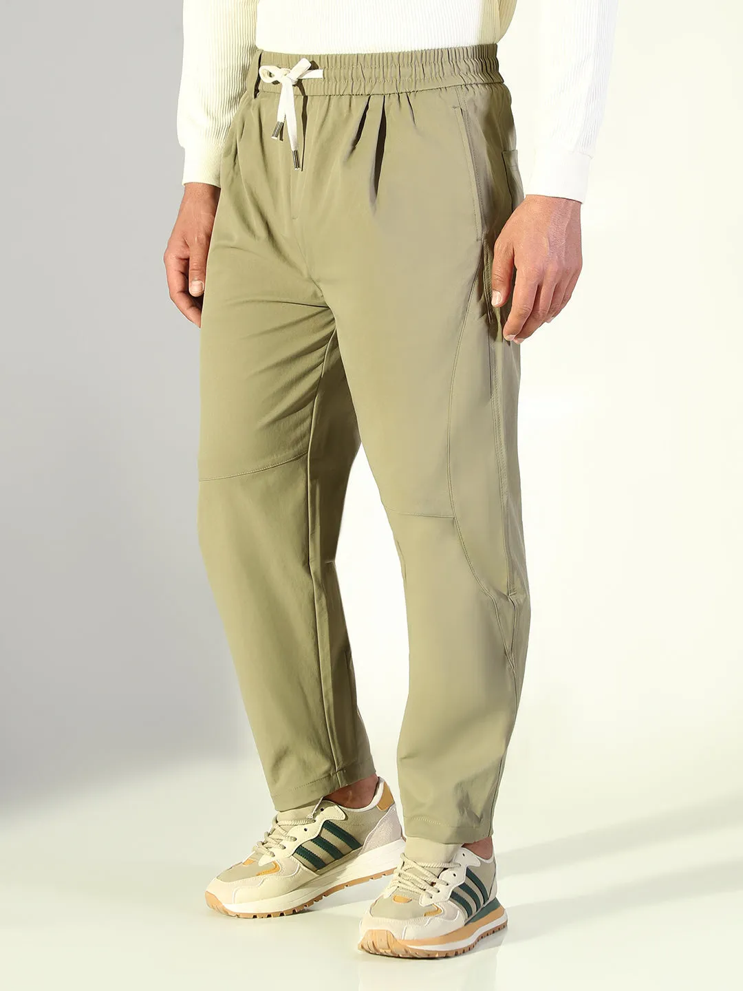 Timeless Comfort Wear Men's Olive Solid Korean Trousers