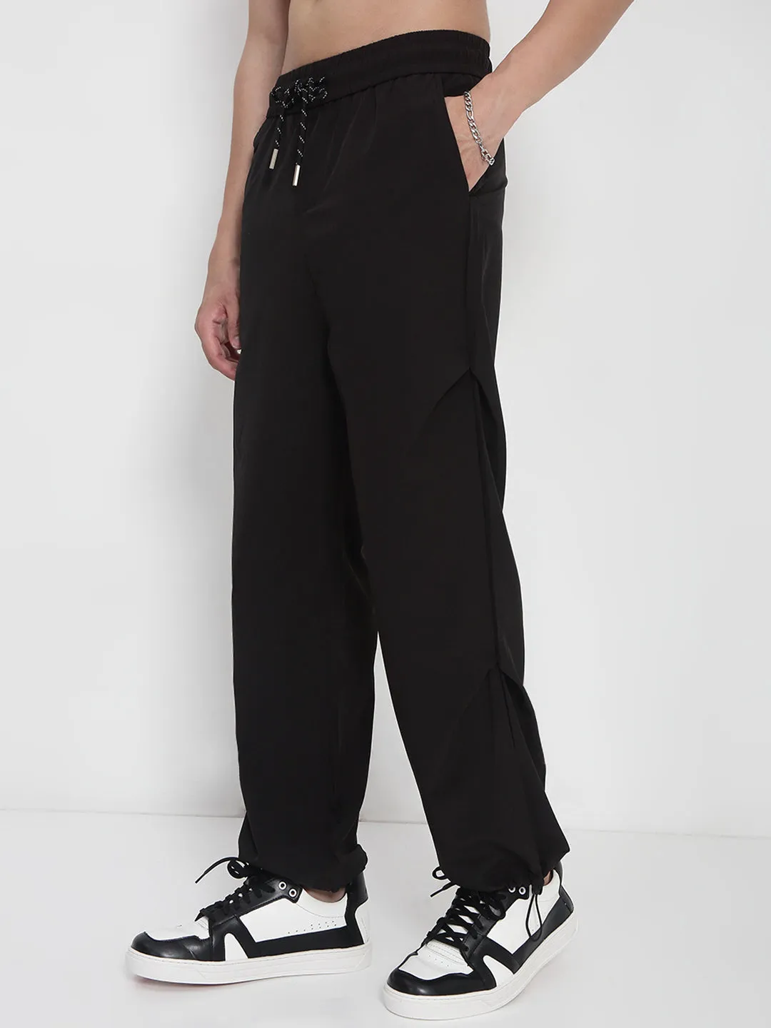 Ultra Soft Blend Men's Black Straight Fit Relaxed Fit Trousers