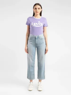 Multi Season Piece Eco Friendly Denim Women's Blue Ribcage Straight Ankle Fit High Rise Jeans