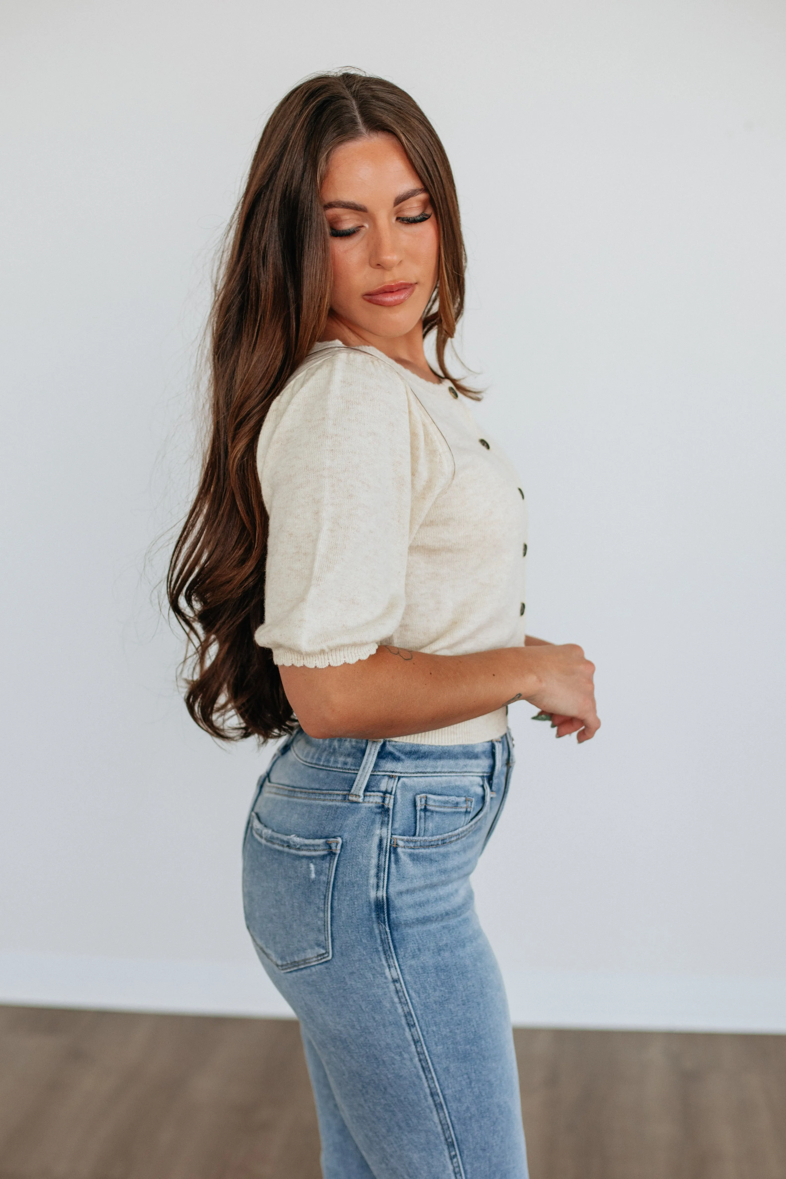 QuickDry Weave Neriah Cardigan Top - Beige