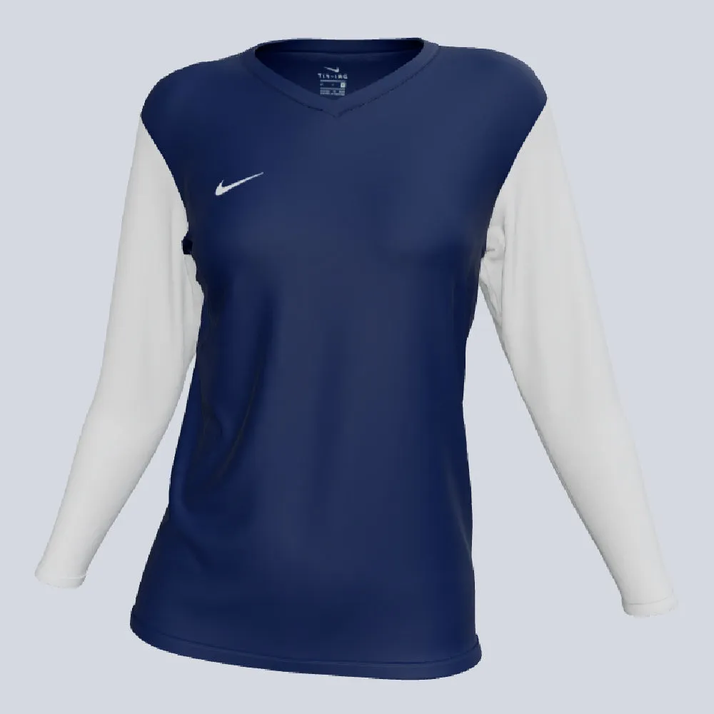 NIKE Women's Dri-Fit LS Tiempo Premier II Jersey Rapid Evaporation Build